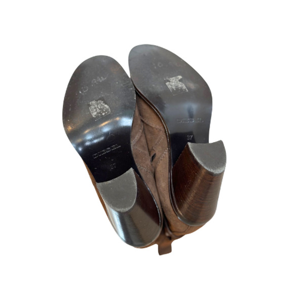 Diesel D-Kinley Dark Brown Suede Cuban Heel Boots 7/37 - Picture 10 of 13